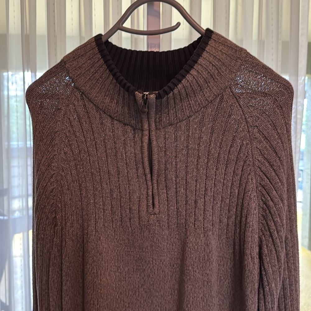 Columbia Gray XXL Ribbed Sweater Half Zip Pull Over GUC 100% Cotton - Picture 2 of 7